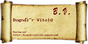Bognár Vitold névjegykártya
